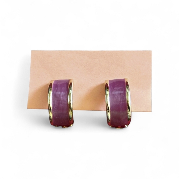Vintage Jewelry - VTG Purple & Gold Clip-on Earrings